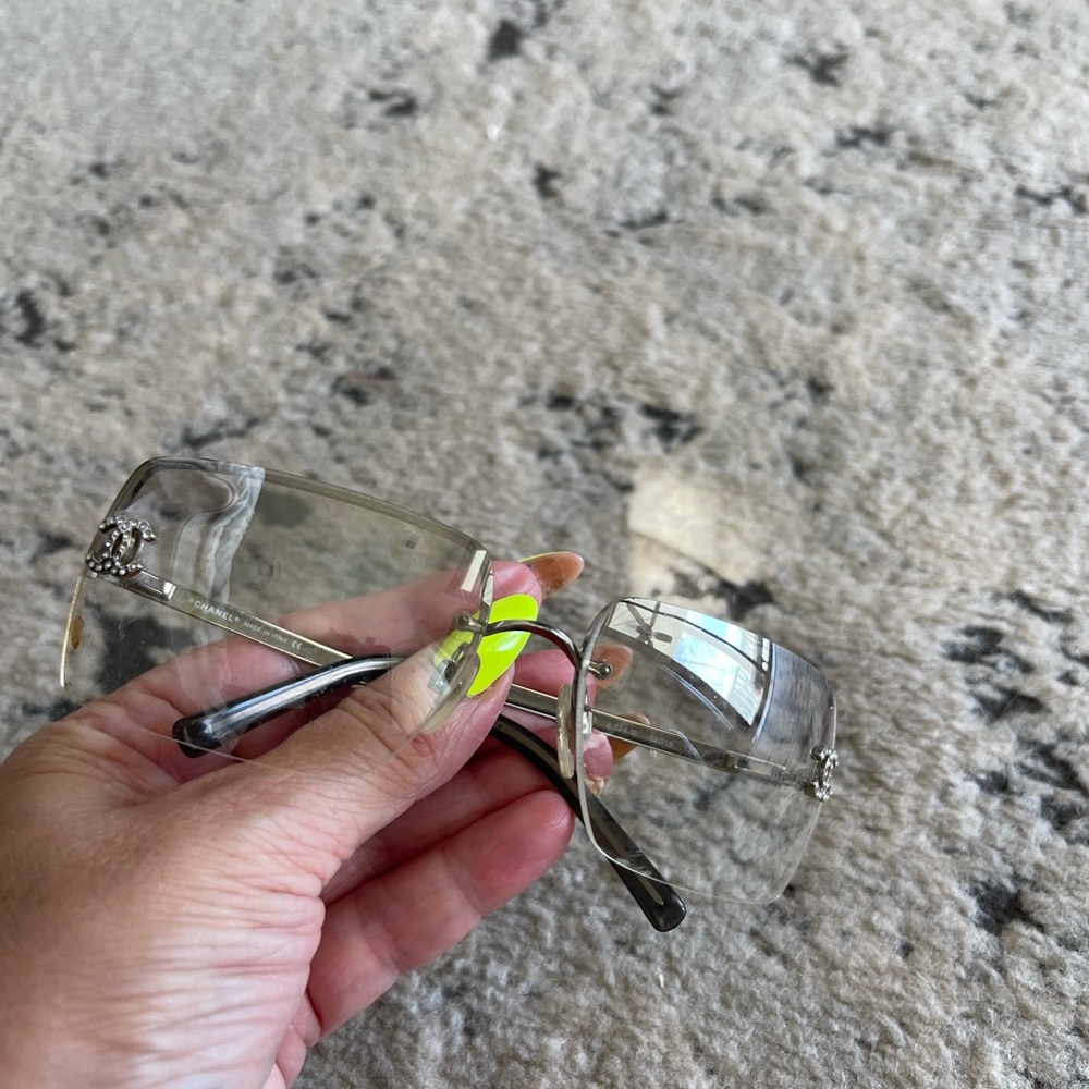 CHANEL Silver Rimless Glasses